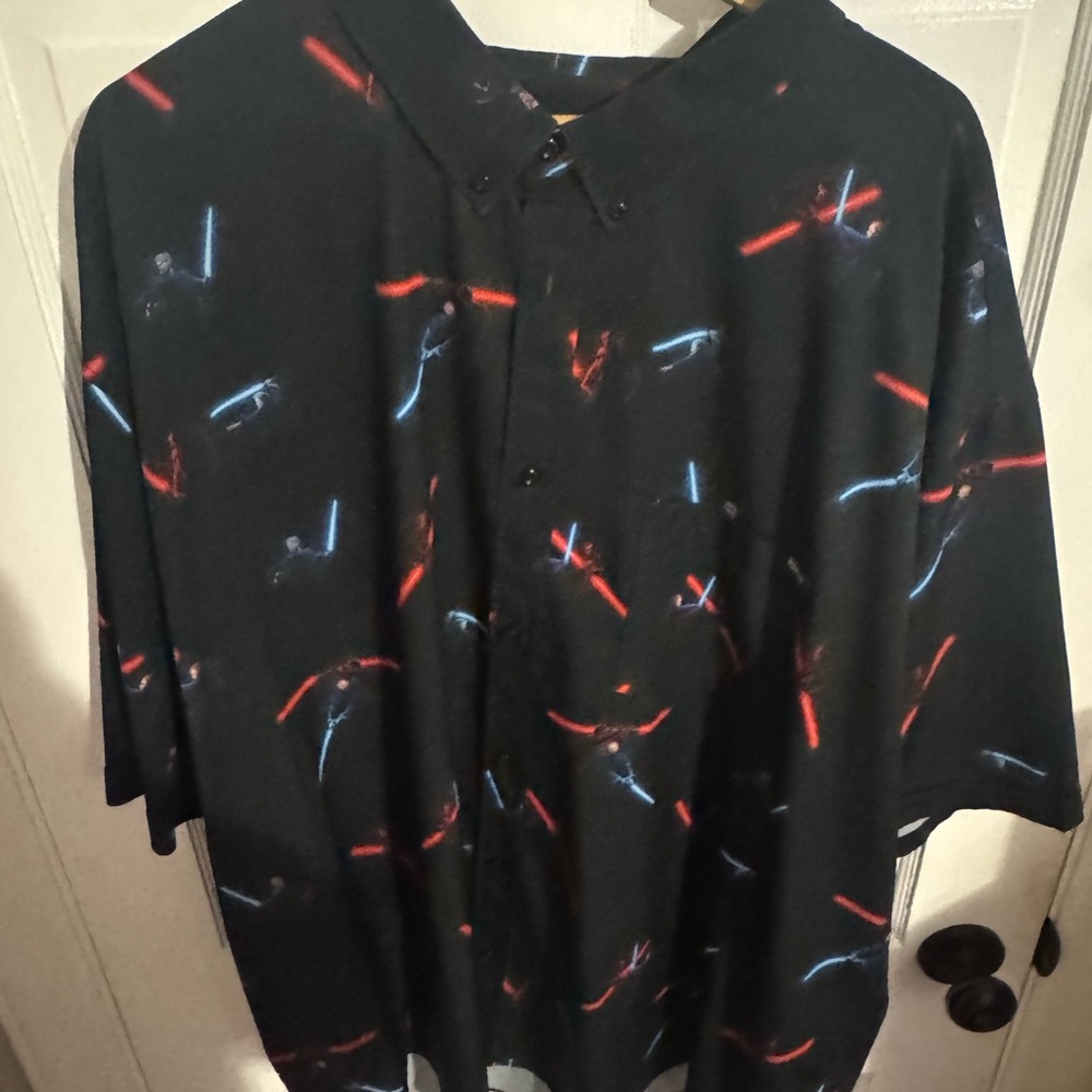 RSVLTS Men's Star Wars light saber Shirt with Red and Blue Accents